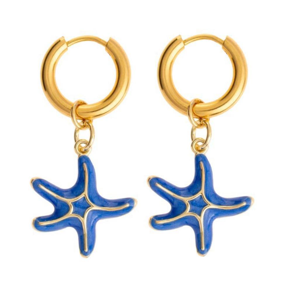 Starfish Charms Ear Buckle Lip Hoop Earrings Simple Enamel Fish Earrings  Party