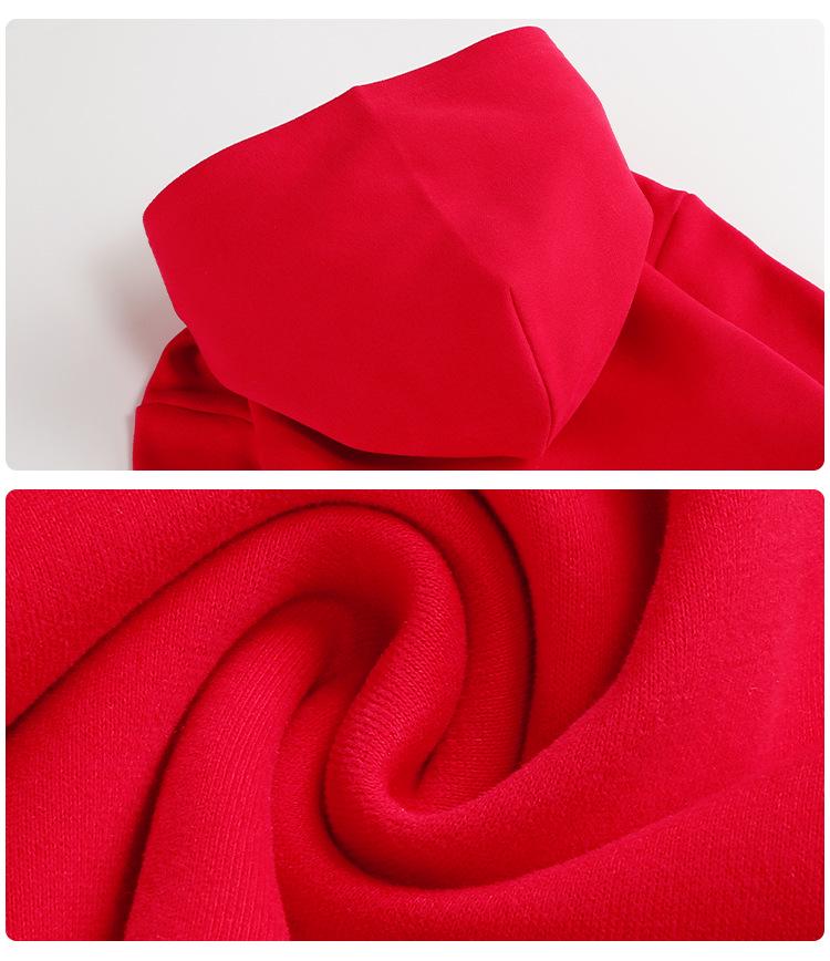 Kids' Round Neck Cotton Hoodie - Warm Fleece-Lined Pullover for Girls in Plain Colors.