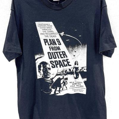 Vintage 90s Plan 9 From Outer Space Ed Wood Bella Lugosi Sci Fi Horror Movie Film T Shirt and Kids Shirt Size L