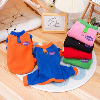 Mono para mascota con pantalones de cuatro patas en contraste para otoño e invierno, ropa para perros pequeños, chaqueta de patchwork en contraste, osito de peluche para perros pequeños.