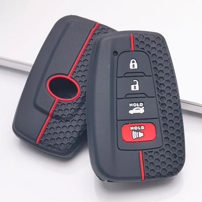 Silicone Key Fob Cover Compatible with Toyota Camry RAV4 Highlander Corolla Avalon C-HR Prius 4 Button, Fits Toyota Camry RAV4 Corolla Prius Models
