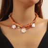 Damen Schal Halskette Konvertierbarer bedruckter Schal Blume Faux Edelstein Anhänger Halskette Schal mit Schmuck