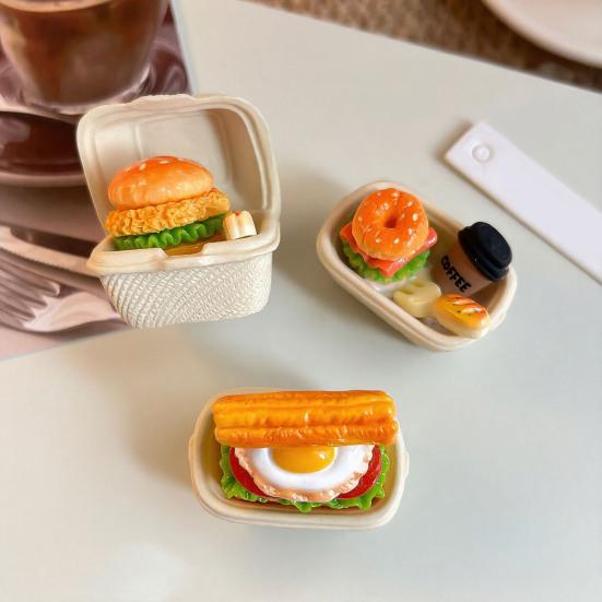 Chick Hamburger Refrigerator Magnet Resin Simulated Food Decorative Fridge Magnet Memo Notes Photo Holder for Home Kitchen Office
