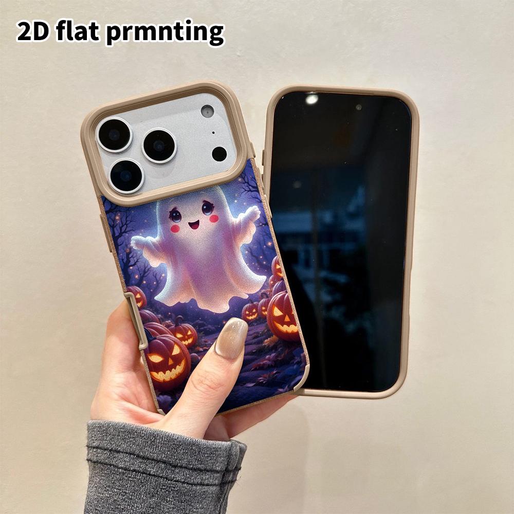 Phone Case: 2D flat lambskin suitable for iPhone 18 17 16 15 14 13 Pro protective case, happy ghost, Christmas and Halloween gifts