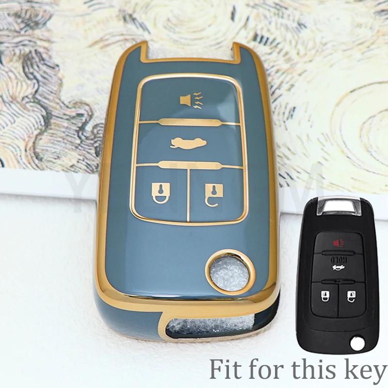 For Chevrolet Cruze Impala Camaro Garna Equinox Volt Yakista AVEO Impala GMC Terrain TPU Flip Car Key Fob Case Cover Keychain