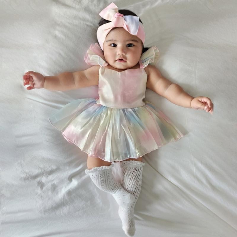 Kleinkindkleid und Schleifen-Haarband Foto-Bekleidungsset Fotoshooting-Requisiten Neugeborenen-Partygeschenke Baby-Fotografie-Kostüm