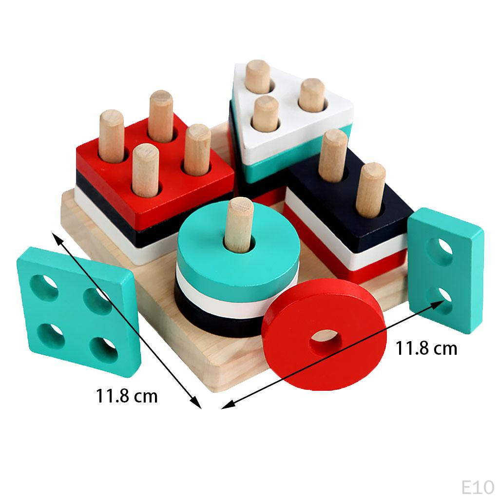 Wooden Stacking Toys Building Geometric Stacker Toddler Learning Educational