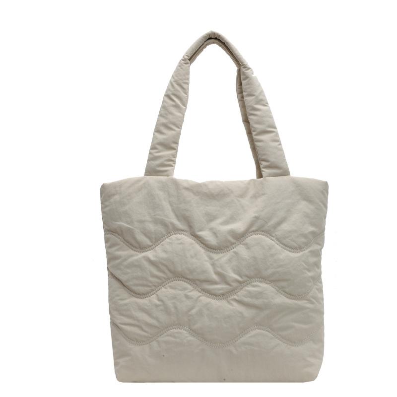 New Large-capacity Women's Shoulder Bag Personalized Simple Wavy Embroidery Thread Handbag Trendy Fashion Leisure Bag