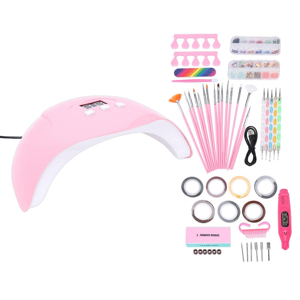 Nail Art Kit for Beginners with Nail Drill Manicure Lamp Glitter Decoration for Women Home DIY