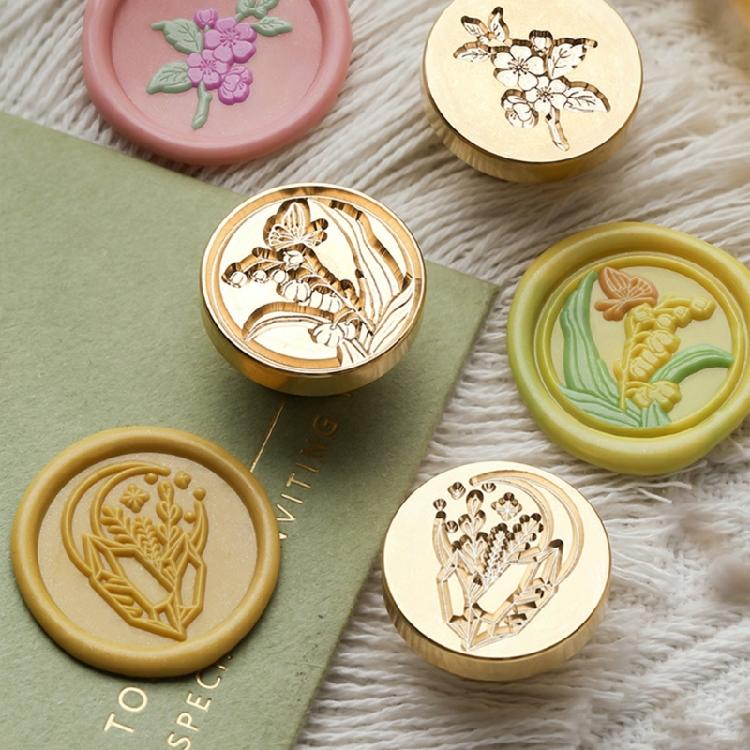 Flower Embossed Wax Seal Stamp Metal Sealing Stamp Head for Seal Envelope Valentines Card Wedding Invitation Wine Bottle