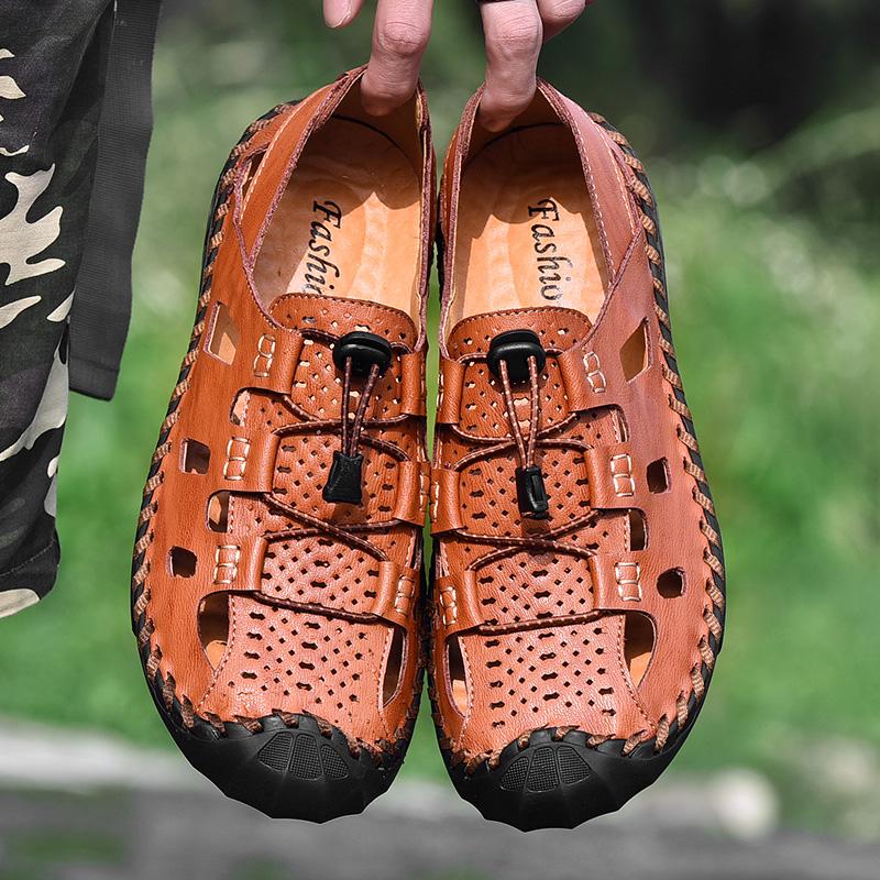 38-48 Summer Men's Plus Size Lightweight and Fashionable Casual Leather Sandals Breathable Beach Shoes