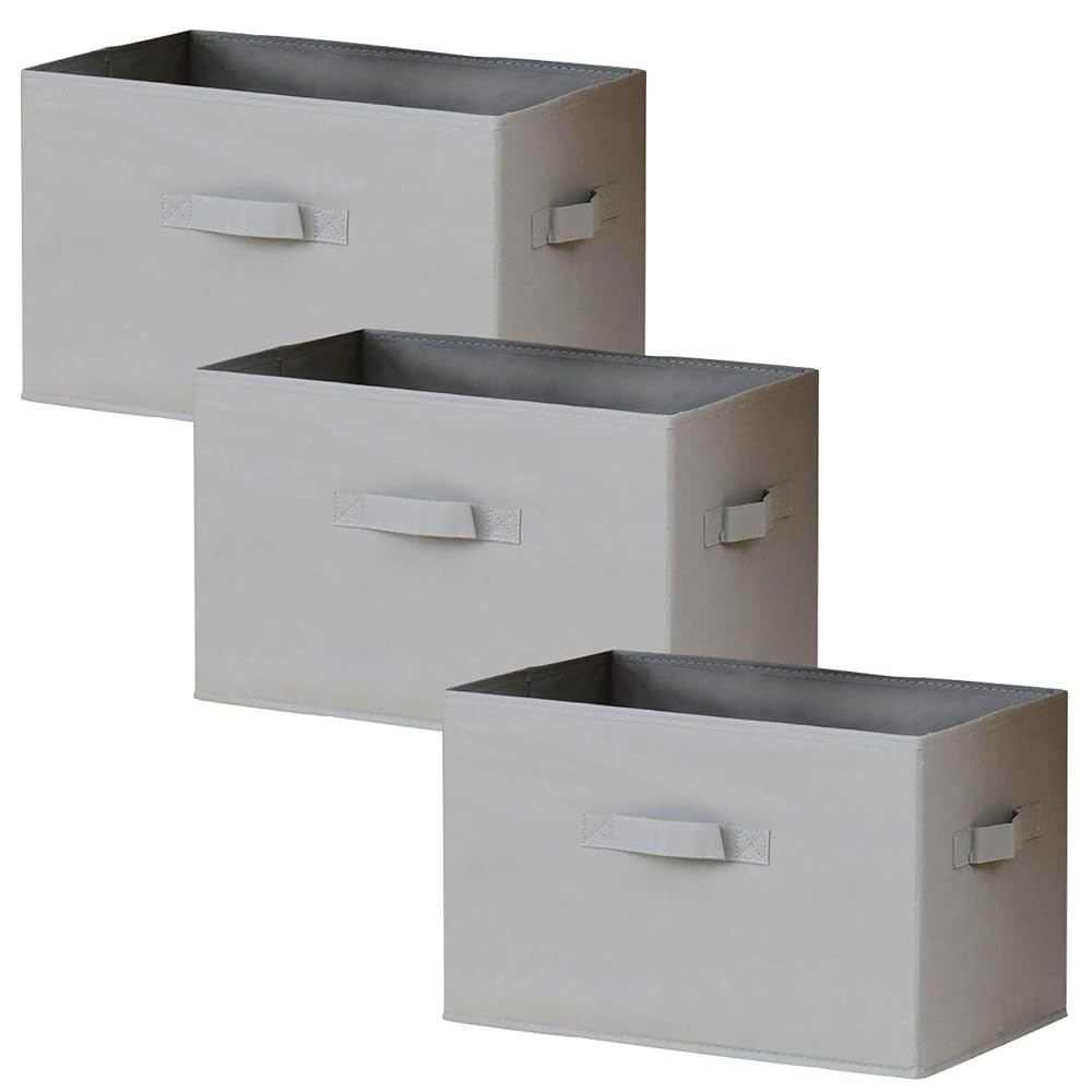 YAMAZEN Anywhere Storage Box, Foldable, Set of 3, with Handles, Compatible with Color Boxes,