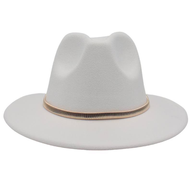 European And American Cashmere Top Hat Gold Ring Accessories Fashion Jazz Hat Four Seasons Popular Felt Hat Gentleman Lady Big Edge Hat (