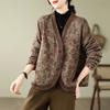 Coat for Women Cotton Thickened Winter Casual Double Layer Printed Single Button Windbreaker Jacket