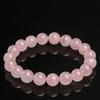 Hongchu Kristall Natürlicher grapefruitfarbener Rosenquarz Armband Cremefarbener Rosa Kristallperlen Armband