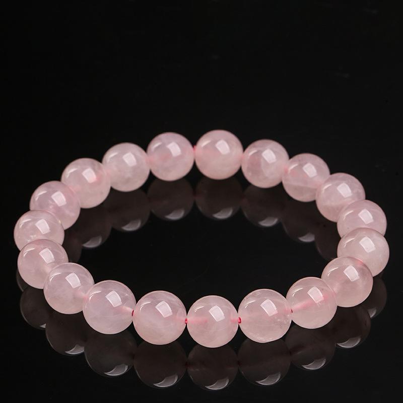 Hongchu Kristall Natürlicher grapefruitfarbener Rosenquarz Armband Cremefarbener Rosa Kristallperlen Armband