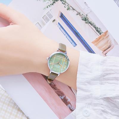 New Fashion Student Watch Small Fresh Simple Plaid Small Dial Women's Watch Waterproof Belt Watch Women