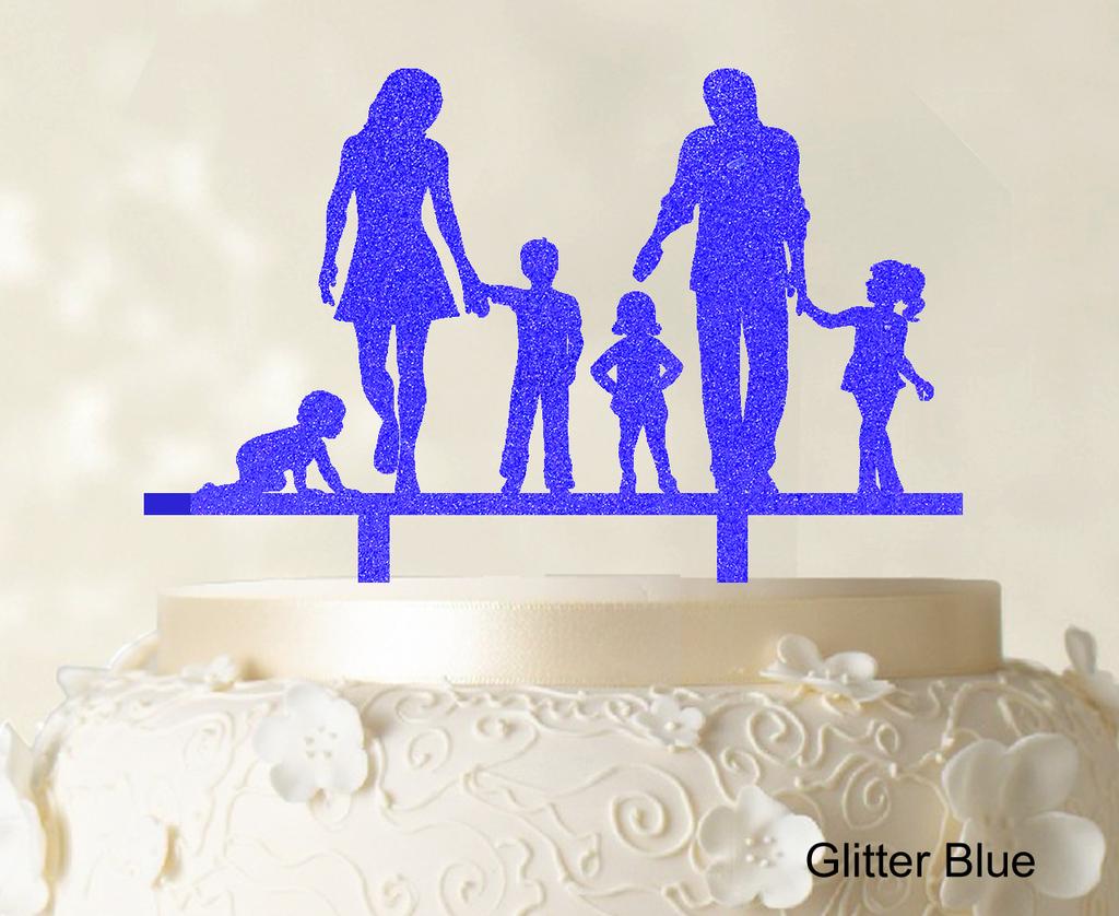 Personlig familiekaketopper Egendefinert silhuett Bryllupskake Topper Kakedekorasjoner Tilgjengelig 6"-7" tommer