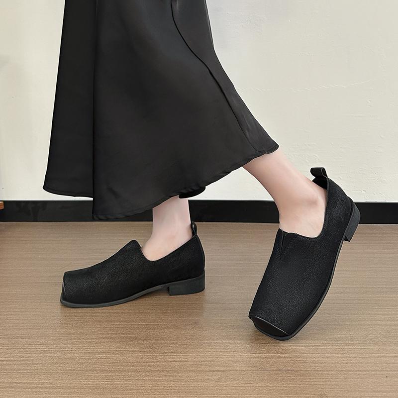 Square Toe Women Flats Soft Shoes Fashion Leather Casual Sneakers 2025 Autumn New Trends Woman Shoes Comfort Zapatillas De Mujer