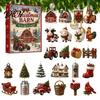 Holiday Home Ornament Collections Farm Christmas Advent Calendar 24Pcs Acrylic 2D Set with Rustic Barn Animal Hanging Ornaments Designs for Tree Decor