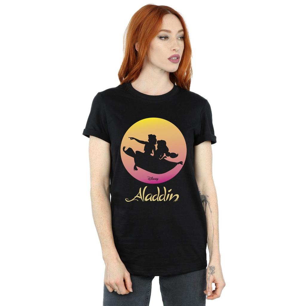 Disney Womens/Ladies Aladdin Flying Sunset Cotton Boyfriend T-Shirt