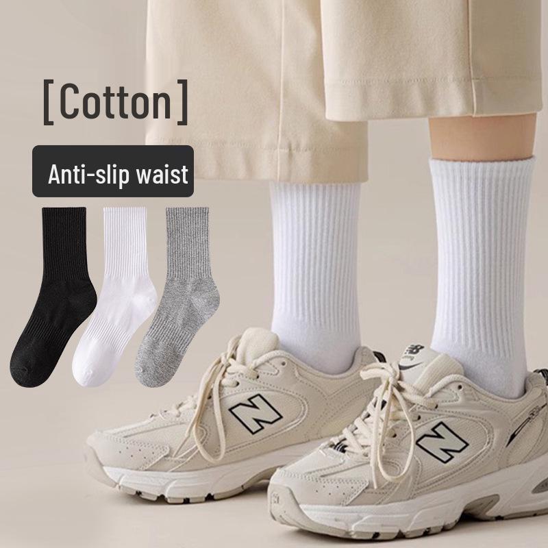 Męskie bawełniane skarpetki sportowe do połowy łydki, czarno-białe, na wiosnę/lato, modny długi styl ze ściągaczem