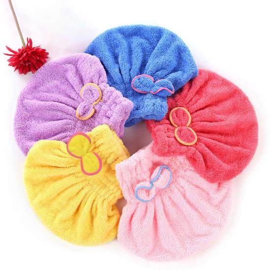 Bowknot Water Absorbent Quick Hair Drying Cap Bathing Hat Tool Drying Head Towel