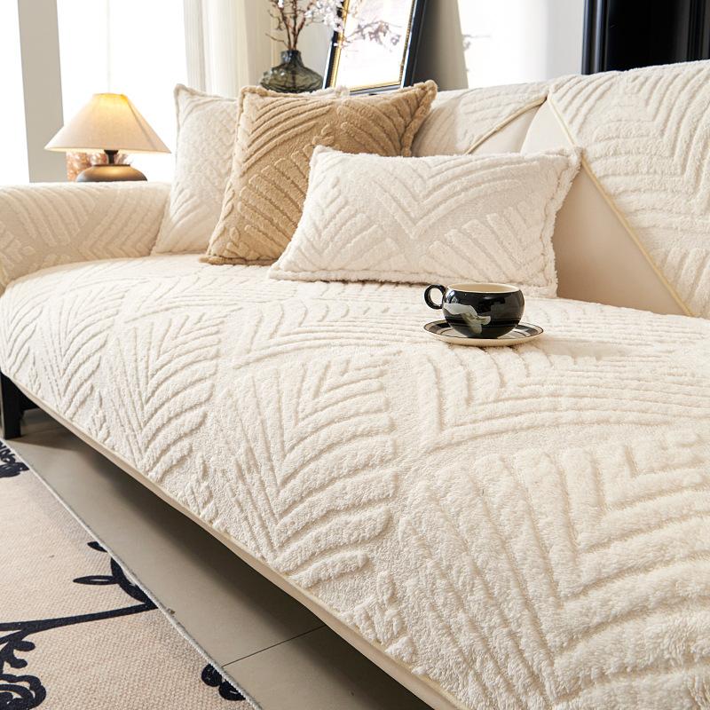 

1pc Winter Striped Plush Sofa Cover Protection Contemporary Style for Living Room, Office, Bedroom Decor, Sectional Sofa Cover 90*160cm
