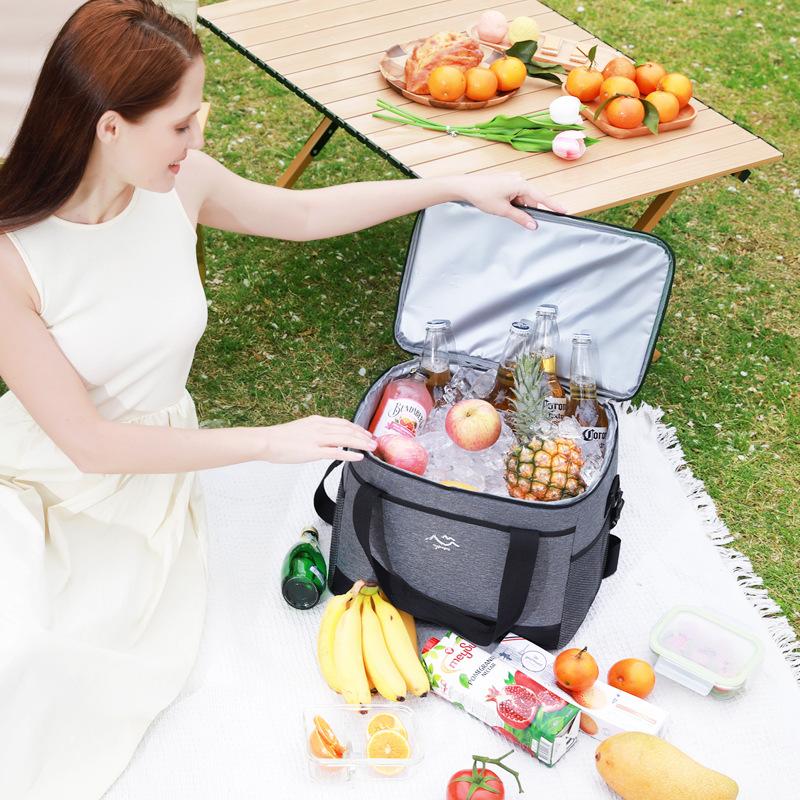1Pc Large-Capacity Square Ice Packs Minimalist Insulated Lunch Box Bag Crossbody Fresh-Keeping Picnic Bag For Outdoor Use