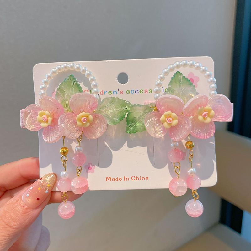 

1 пара шпилек для волос с цветами в стиле ханьфу, детские шпильки с кисточками в античном стиле, головные уборы для девочек, аксессуары для волос на челку A1