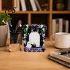 Lightweight Wood Frame Halloween Wooden Photo Frame, Cute Ghost Butterfly Cat Tabletop Decor Desktop Ornament with Stand, Sweet Kawaii Pumpkin Picture