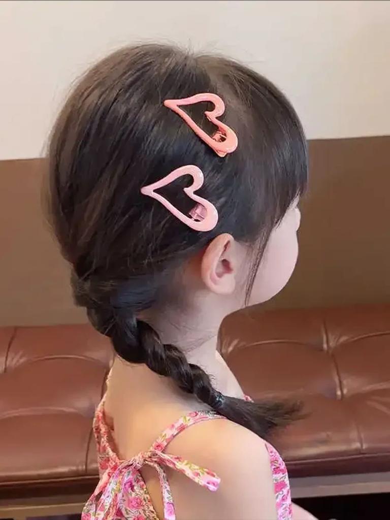 2pc Alloy Heart Colorful Hairpin Hair Side Clips for Women Girls Childs Gift Daily Hair Accessories Tool Party Holiday Ornament