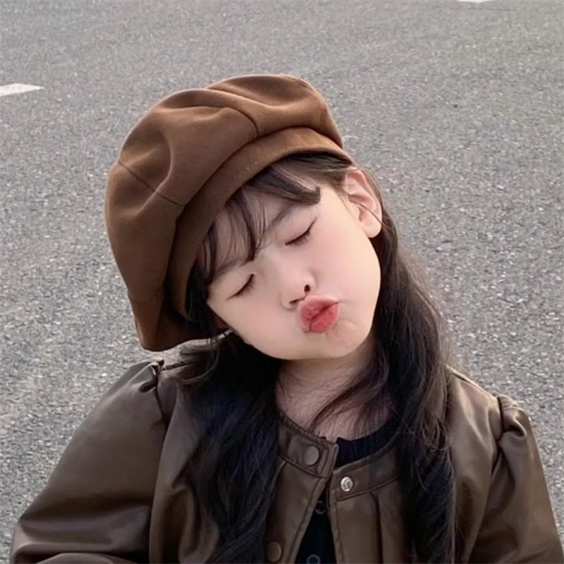 Solid Color Fashion Baby Beret Hat Spring Autumn Kids Octagonal Berets Street Toddler Girls Artist Painter Cap