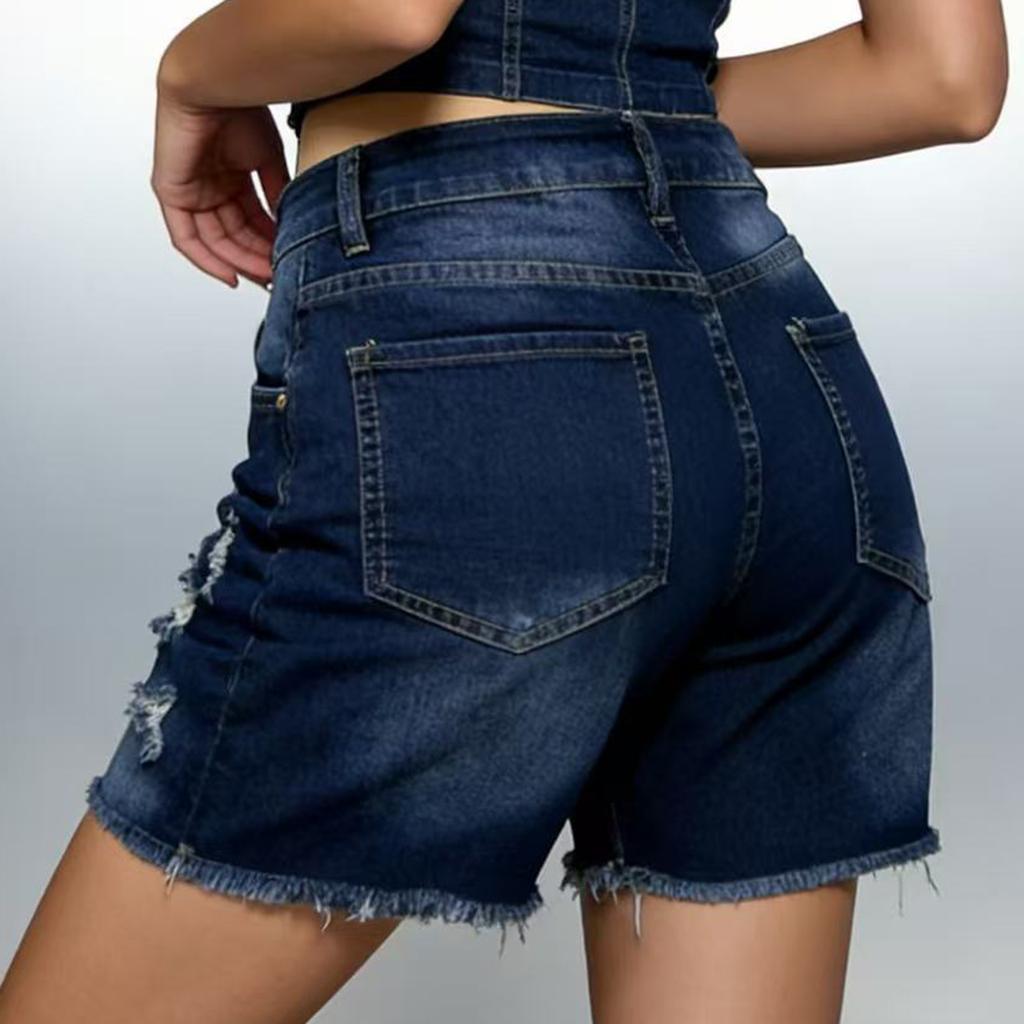 Damskie Codzienne Modne Dżinsowe Szorty z Dziurami Wszechstronne