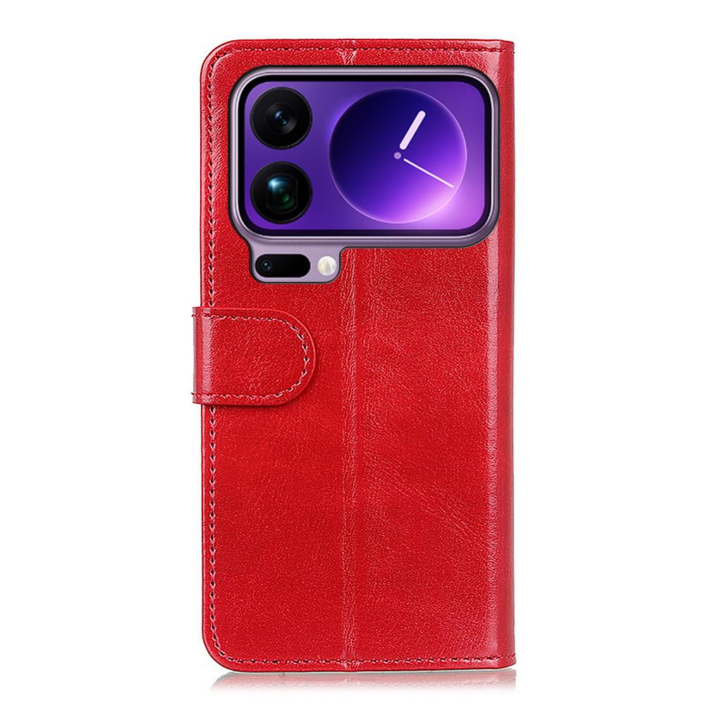 For Xiaomi 17 Pro Max Case Crazy Horse Texture PU Leather Phone Stand Cover