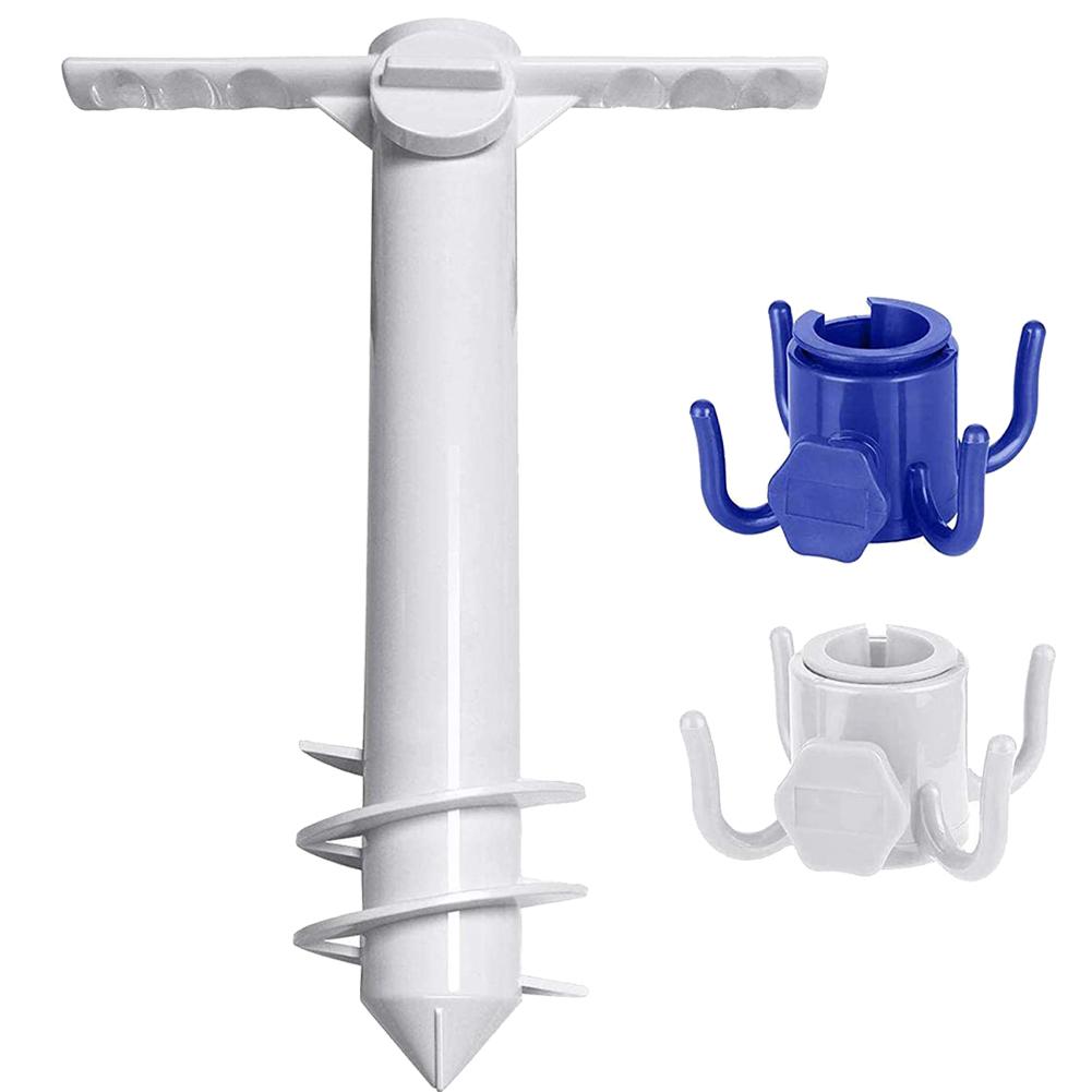 3/5 Spin Inserts Spiral Umbrella Plug with Hook Umbrella Ground Anchor Adjustable Sunshade Bracket Equipment for Sand Soil Grass