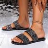 2024 nuove pantofole fondo piatto fibbia punta tonda paillettes scivolo moda estate spiaggia pantofole da donna