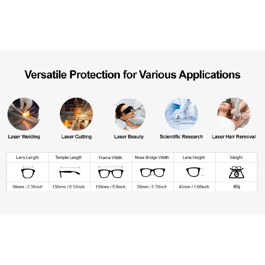 Laser Safety Goggles 800-1100nm,1000-1090nm Protection Goggles OD7+ Professional Eye Protective Glasses