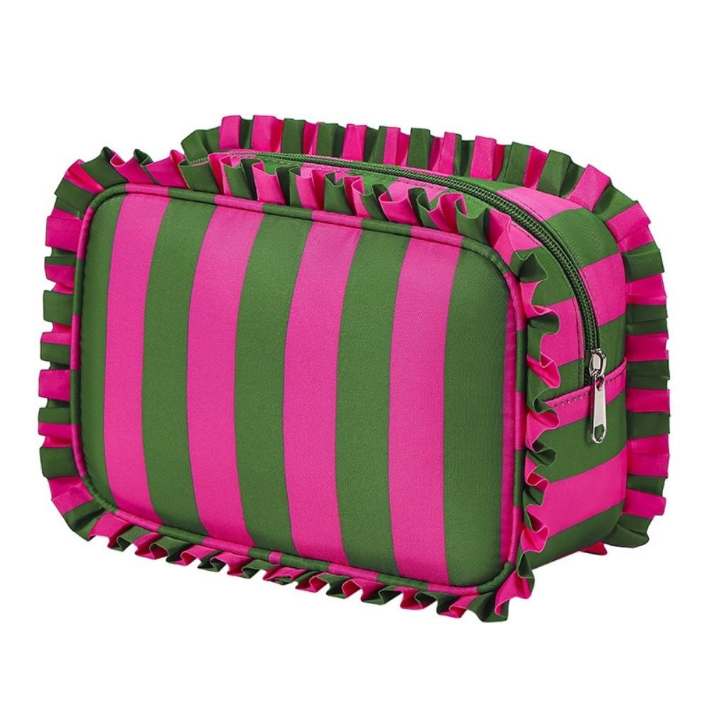 Ruffle Decoration Women's Makeup Case Colorful Travel Zipper Pouch Toiletries Organization
