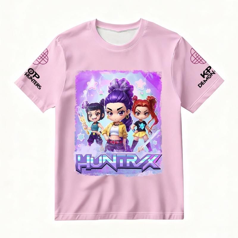 Women's KPop Demon Hunters Graphic T-Shirt Summer Fashion Streetwear with Cartoon Characters Print for Casual & Trendy Outfits