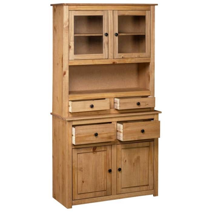 High Sideboard In Solid Pine Wood - vidaXL - Panama Range - Door(s) and Drawer(s) - Lacquered - Country Style