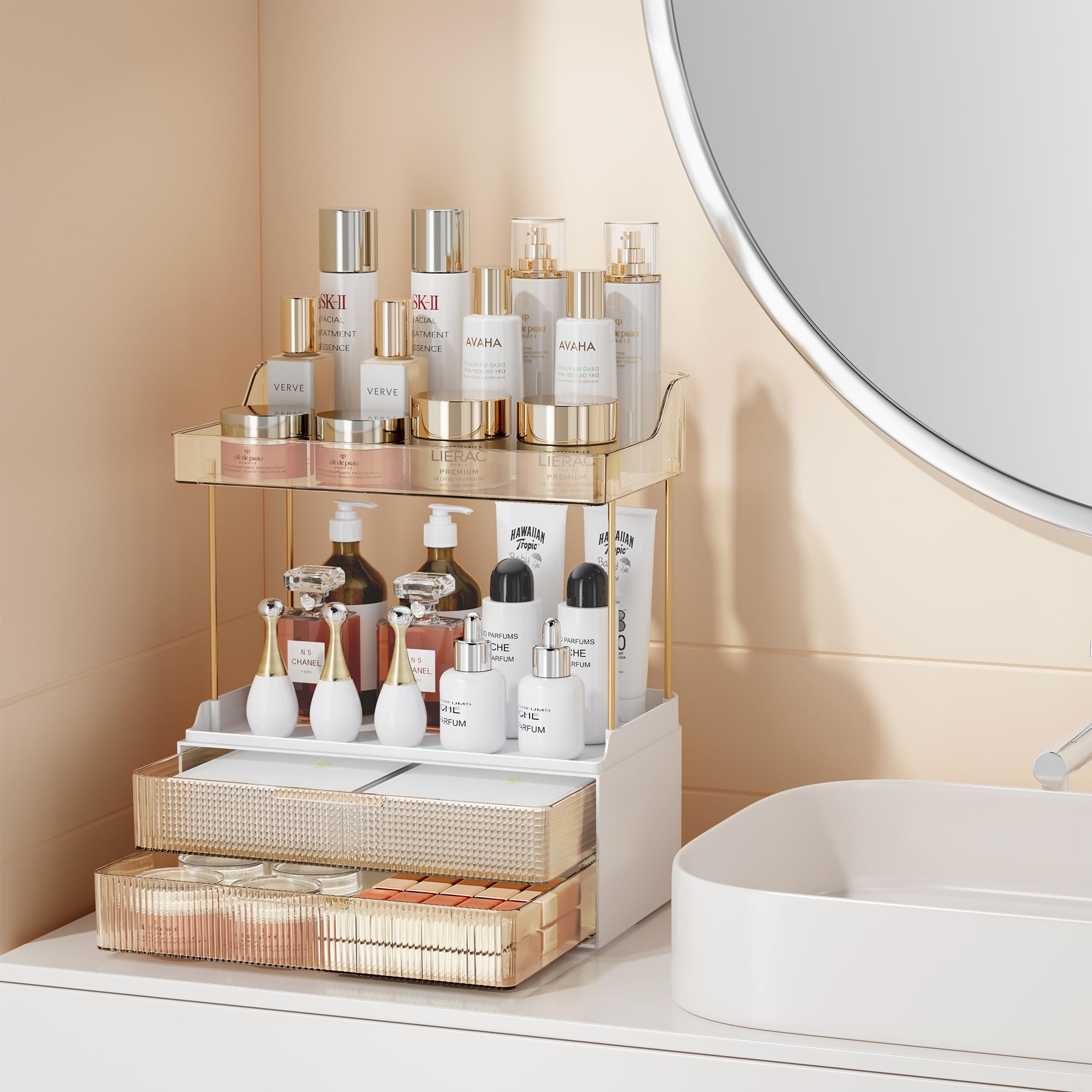 Bathroom Counter Organizer with 2-Drawer, 3