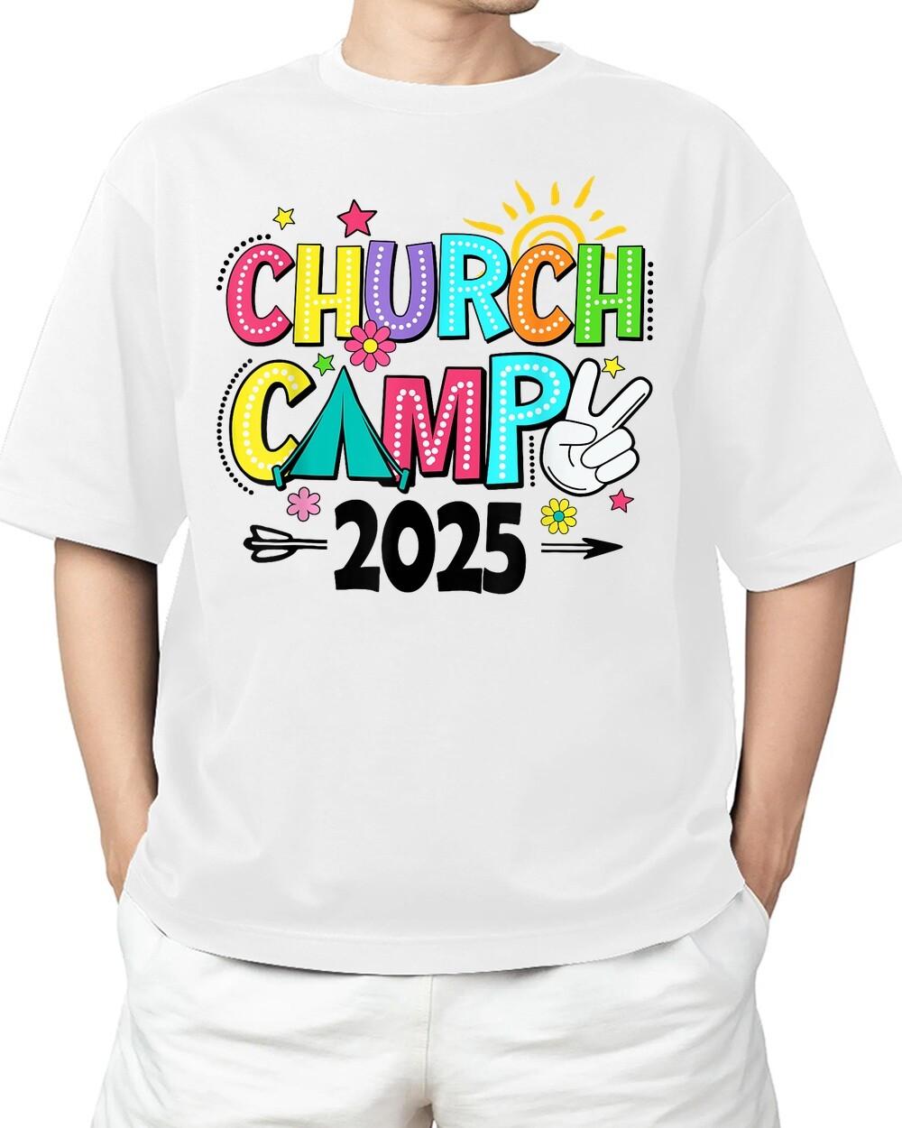 Groovy Church Camp 2025 Matching Christian Camp Family 2025 Adult S-4XL T-Shirt L