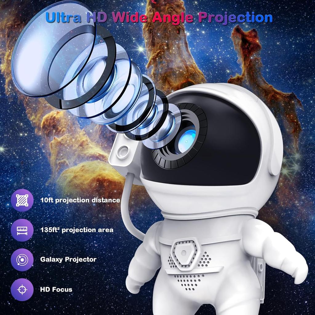 Star Projector, Astronaut Galaxy Projector for Bedroom, 13 In 1 HD Planetarium Projector, 360°Rotating Star Projector Galaxy Light 9 Colors Night