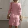 Women's Workwear Fashionable Autumn Dress V-neck Knitted A-line Long Sleeved Dress