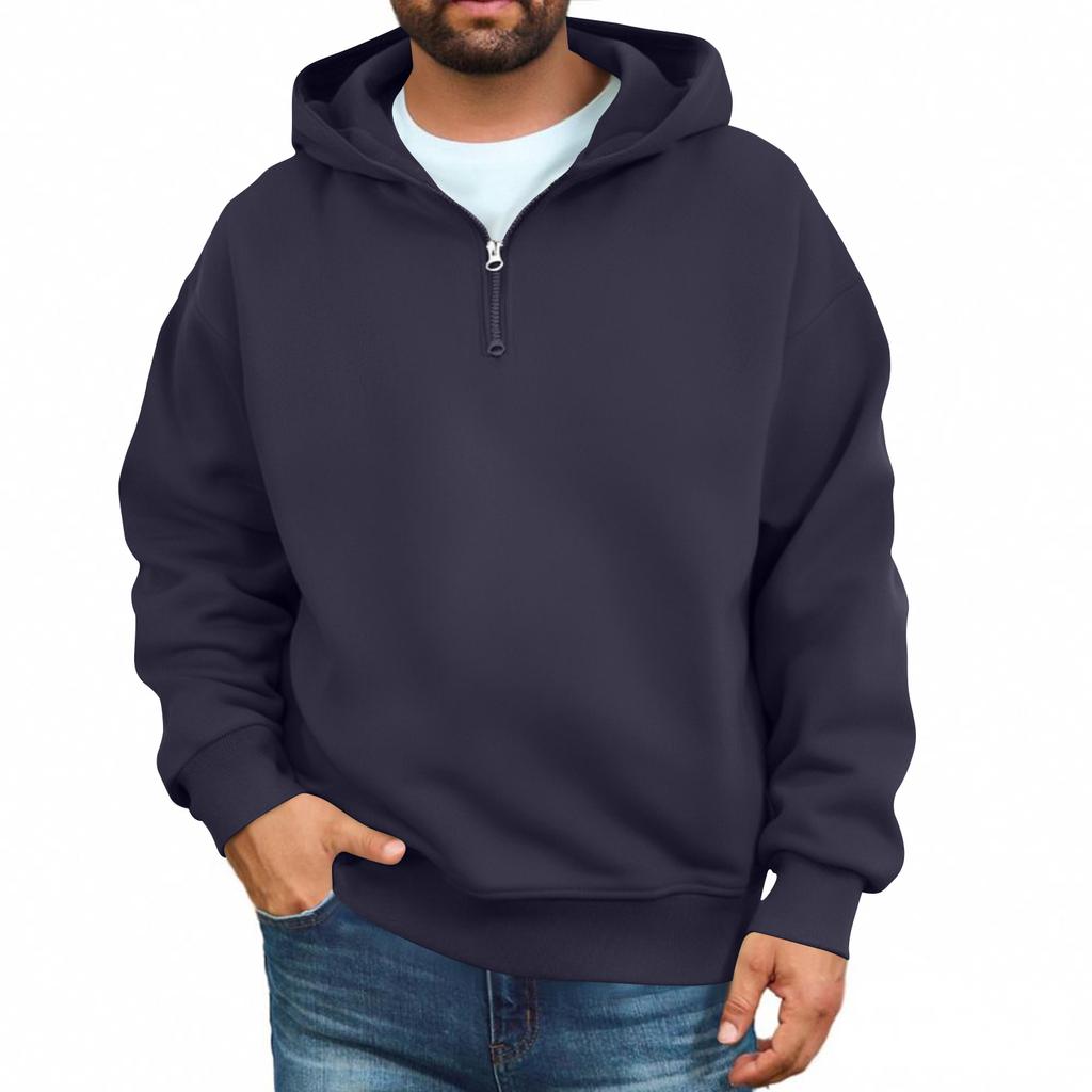 Men's Casual Zippered Hoodie Loose Fit Sweatshirt for Everyday Wear