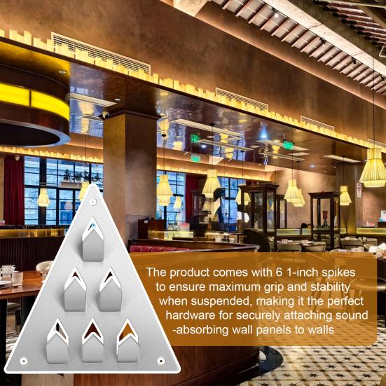 12 Pcs Surface Mount Impaler for Acoustic Panels Triangle Push On Mounting Hardware with Screws 6-Prong Angled Acoustic Insulation Impaling Clips for