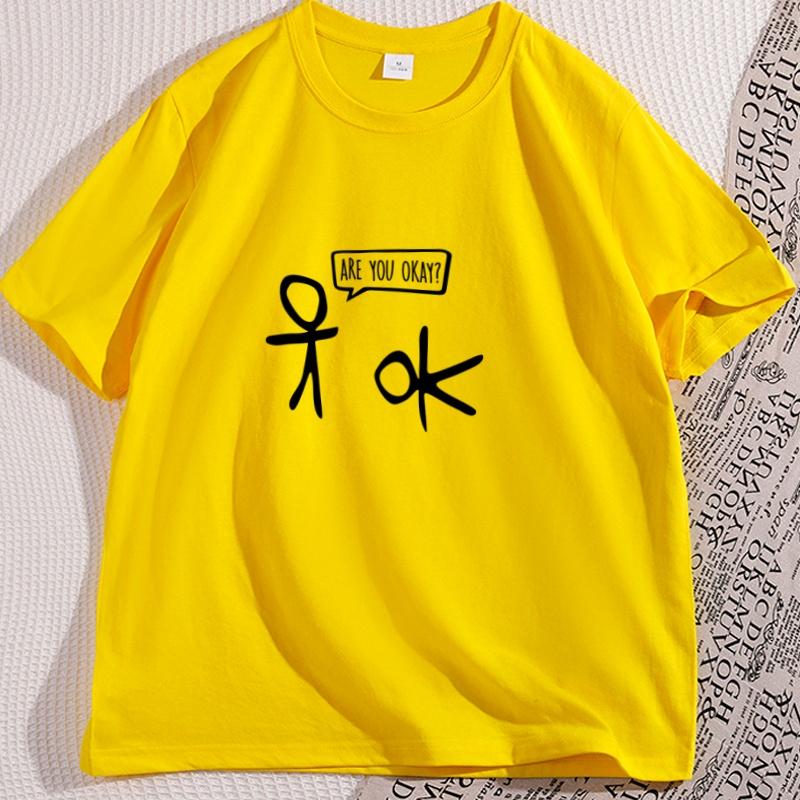 

Are You Ok Funny Stick Unisex Cartoon Empathy Tshirt Short Sleeve T Shirt for Unisex Women Breathable Casual Cotton Loose Tops 3XL
