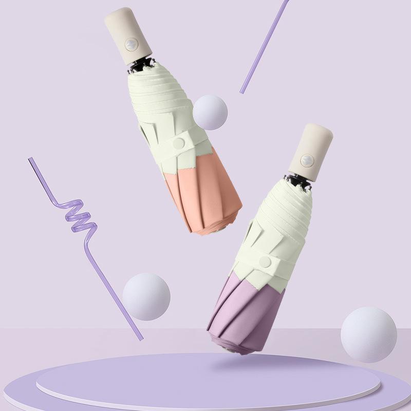 Fully Automatic Umbrella Sunscreen Minimalism Anti-UV Sun Umbrella Three-fold Windproof Sun/Rain Portable Compact Umbrella