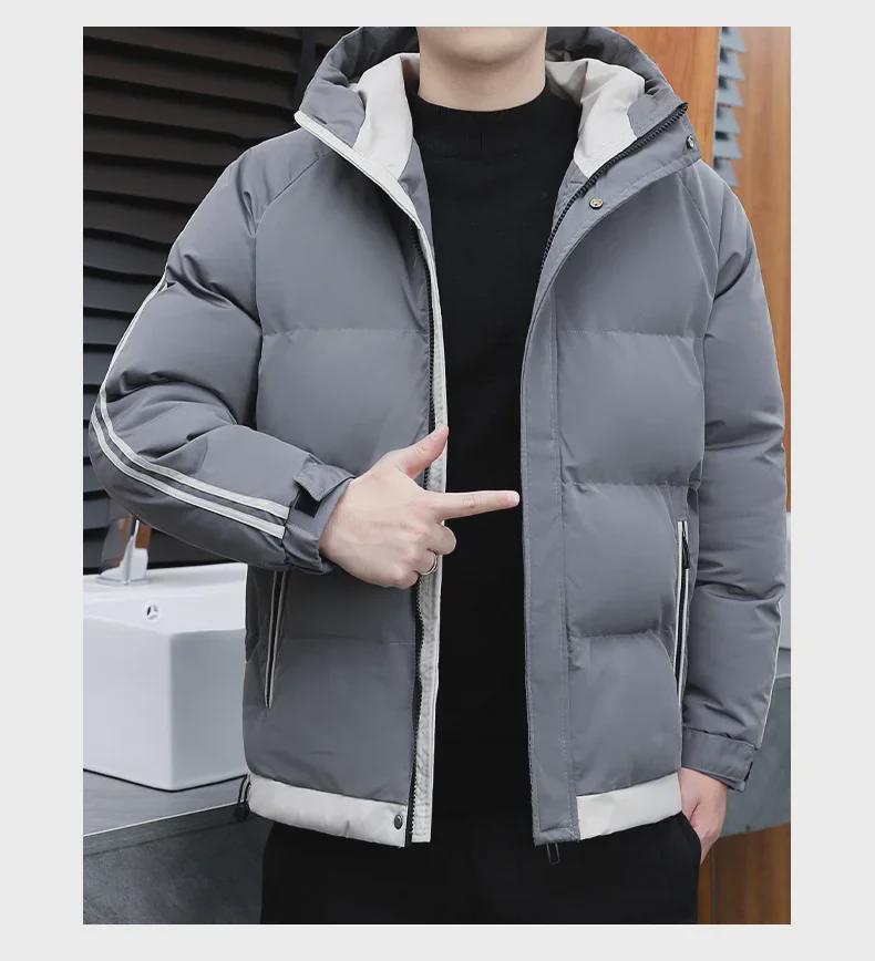 Men's Winter Hooded Cotton-Padded Jacket - Thick, Warm, and Casual Velvet Design.